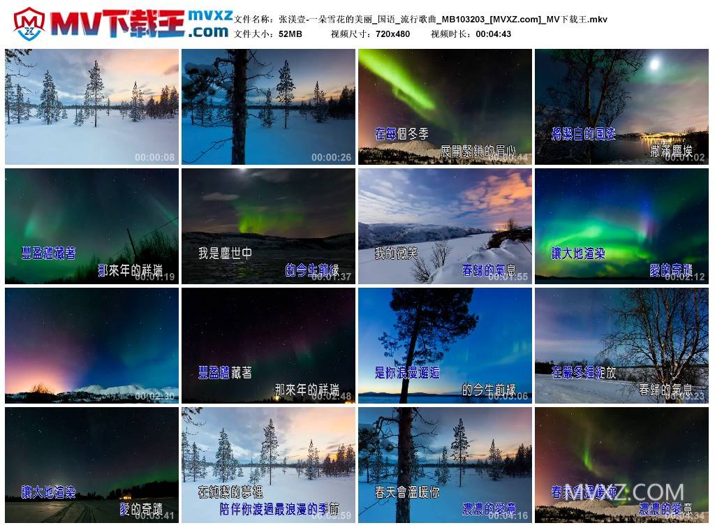 张渼壹-一朵雪花的美丽_国语_流行歌曲_MB103203